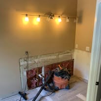 Fireplace renovation in progress — behind the scenes