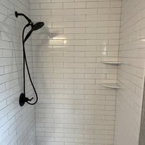 White subway tile walk-in shower